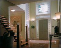 Entry with block windows.