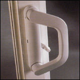 Handle of a patio door.